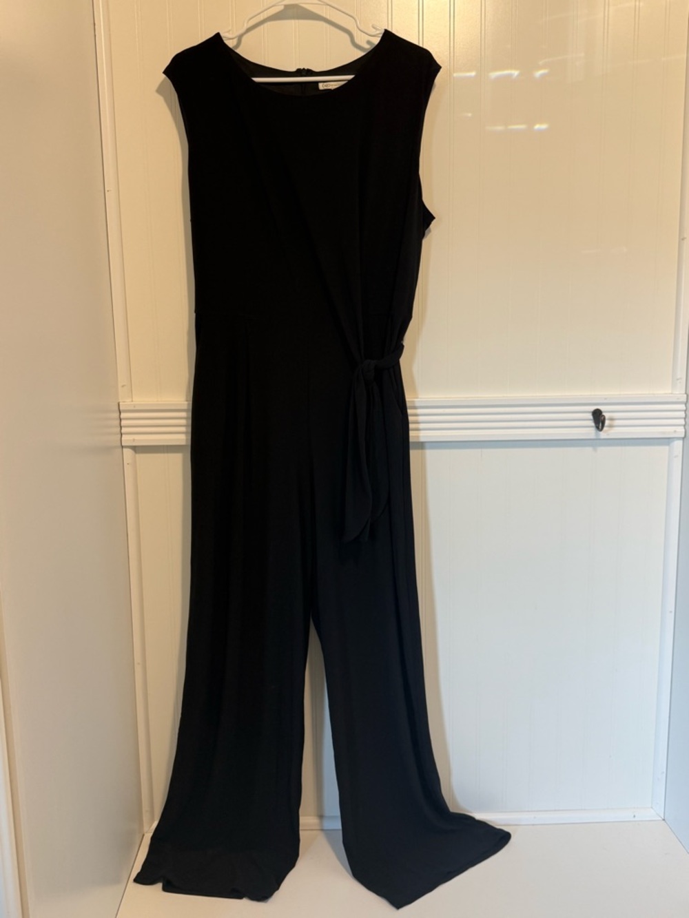 Cato SEDONA IDEAL BLACK Sleeveless side tie Wide-Leg Jumpsuit defined waist - Picture 2 of 9